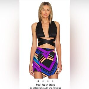 NWT ‘Opal Top’ SILK ROADS by Adriana Iglesias Revolve Scarf Wrap Halter Blouse